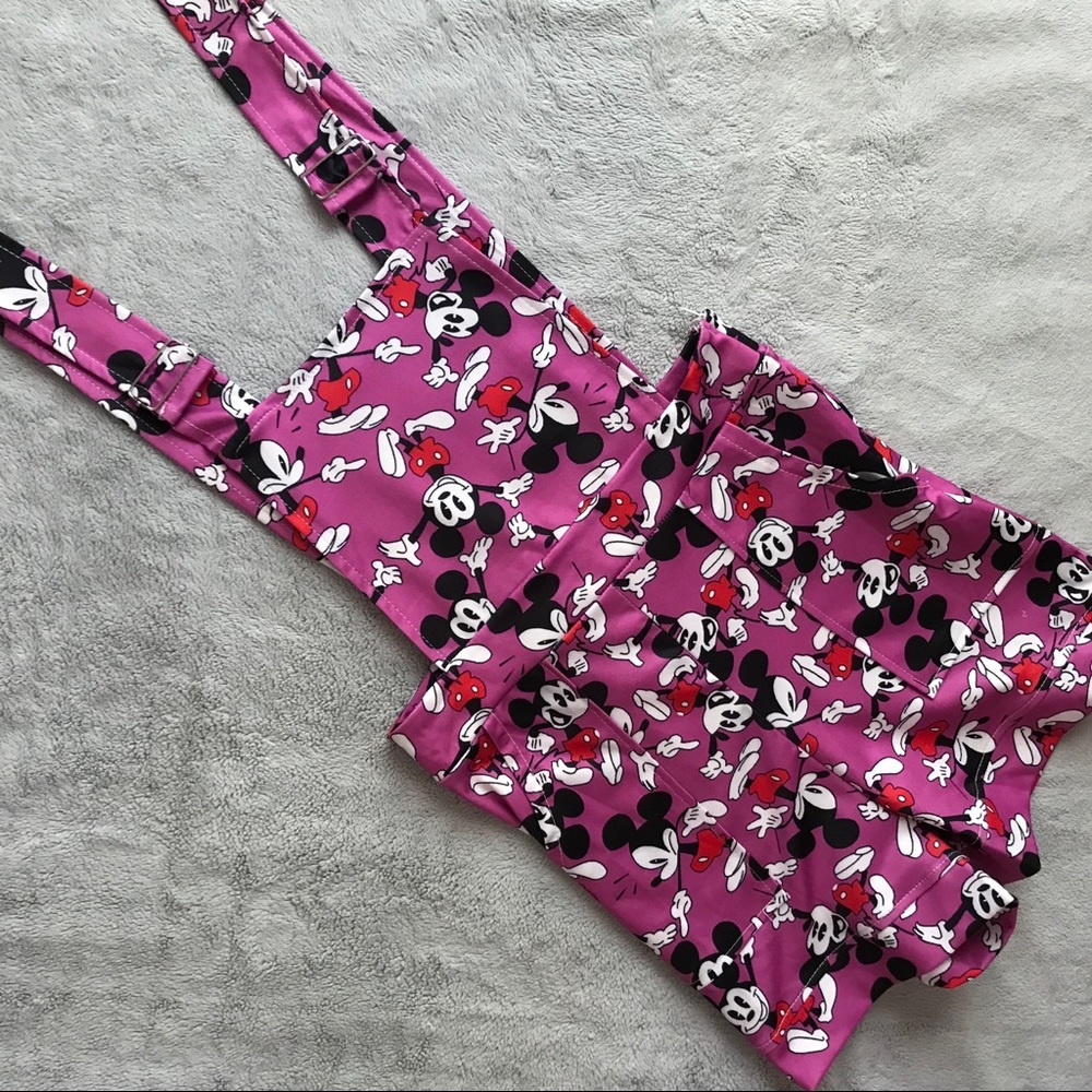 Mickey Mouse Allover Cartoon Print Overall Shorts